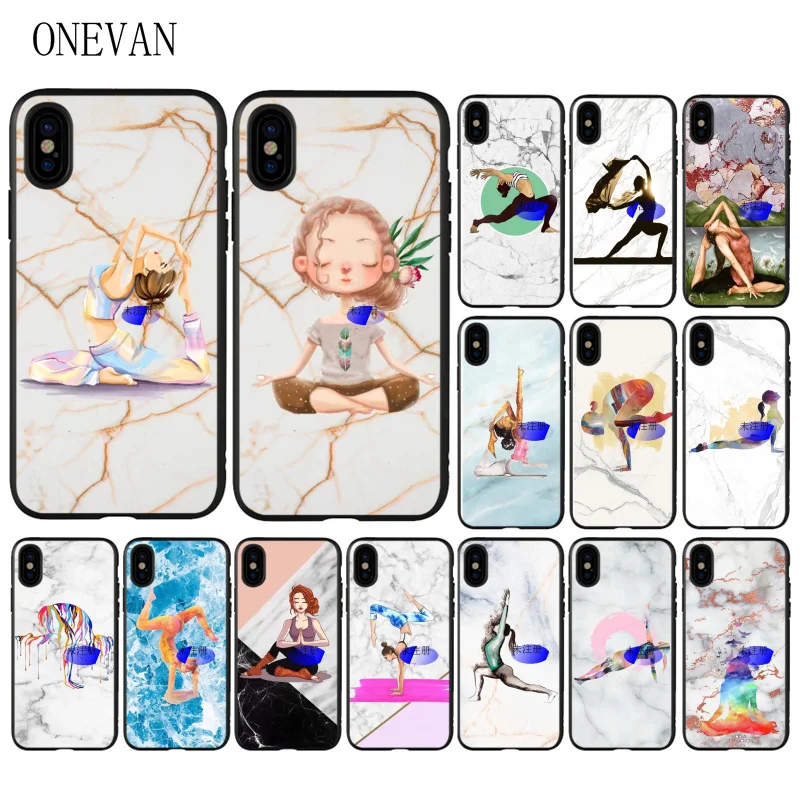 Милый мраморный чехол для телефона с рисунком девушки йоги Apple iPhone 7 8 6 6S Plus X XS MAX 5 5S