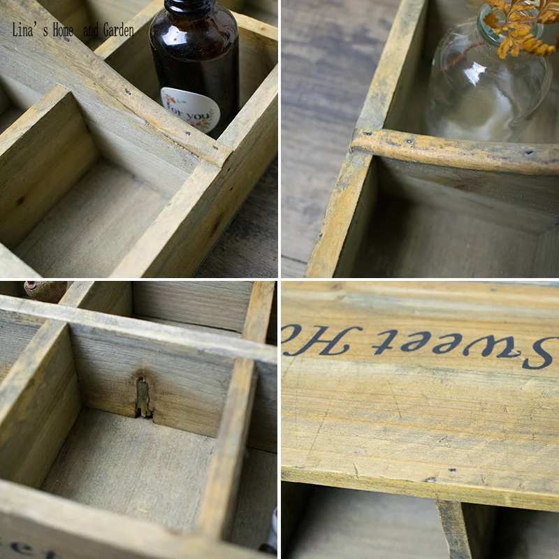 vintage square solid wooden storage trays with 16 compartments (2)