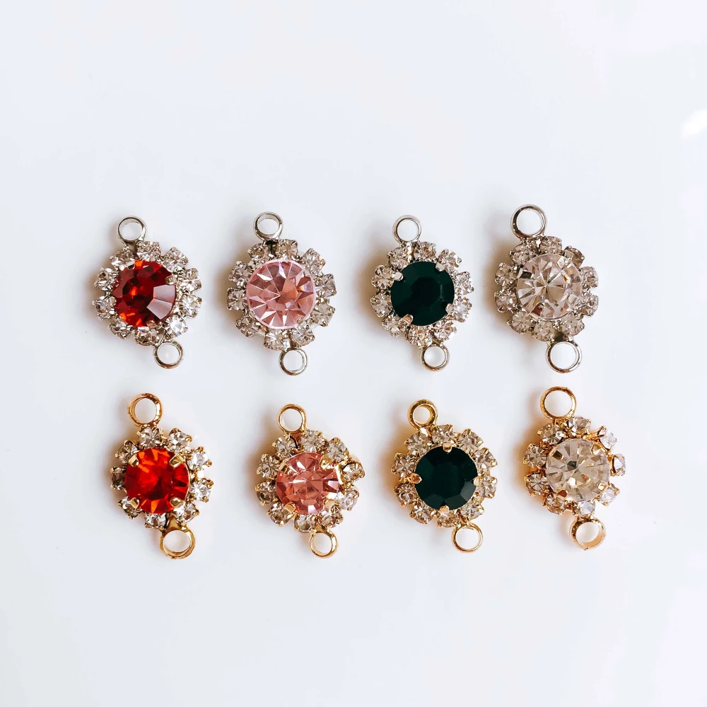 

Rhinestone White K Gold Plated Eardrop Stud Earrings 4 Colors Ear Accessories Jewelry Component Diy Material Handmade 6pcs