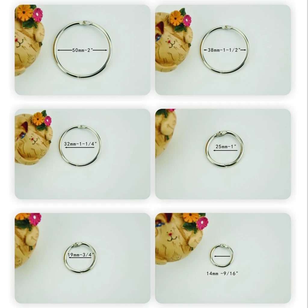 100PCS Nickel-Plated Metal Book Loose Leaf Binder Rings Clip