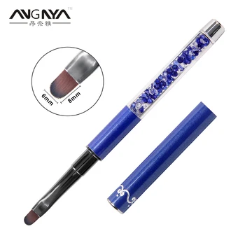 

ANGNYA 1Pcs Nail Art Brush Pen Rhinestone Diamond Metal Acrylic Handle UV Gel Powder Salon Nail Brush Size #6 Manicure Tool A022