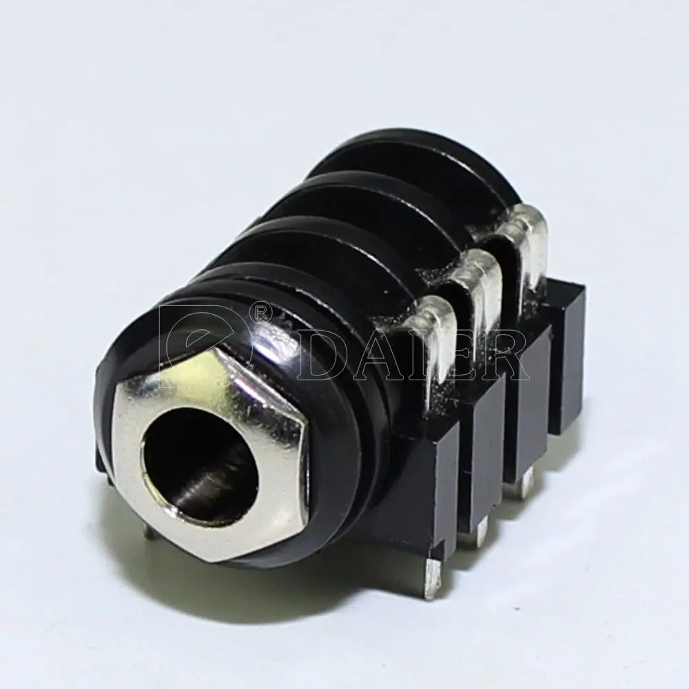 PJ-644C Plastic Audio Stereo 1/4'' Jack Metal Ring PCB Terminals 100PCS