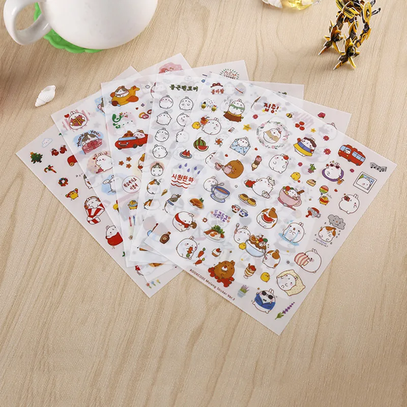 

(6 sheets/lot) Cute Season 3 Molang Rabbit Decorative Stickers Diary Sticker Scrapbook Decoration Stationery DIY Stickers
