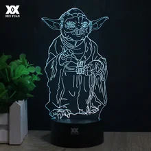 Мастер Йода 3D лампа дистанционное управление ночник светодиодный декоративный Настольный светильник USB 7 цветов Изменение ребенка подарок Хуэй Юань бренд