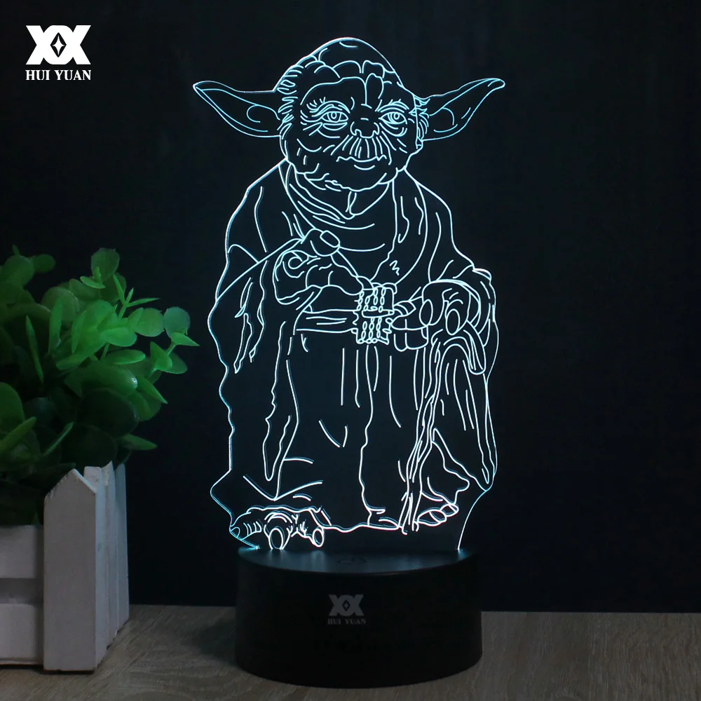 

Master Yoda 3D Lamp Remote Control Night Light LED Decorative Table Lamp USB 7 Colors Changing Child's Gift HUI YUAN Brand