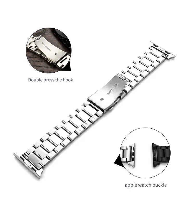 Ремешок для часов из нержавеющей стали для Apple Watch 38 мм 42 мм, ремешок для браслета, модные браслеты для iwatch,, застежка-бабочка