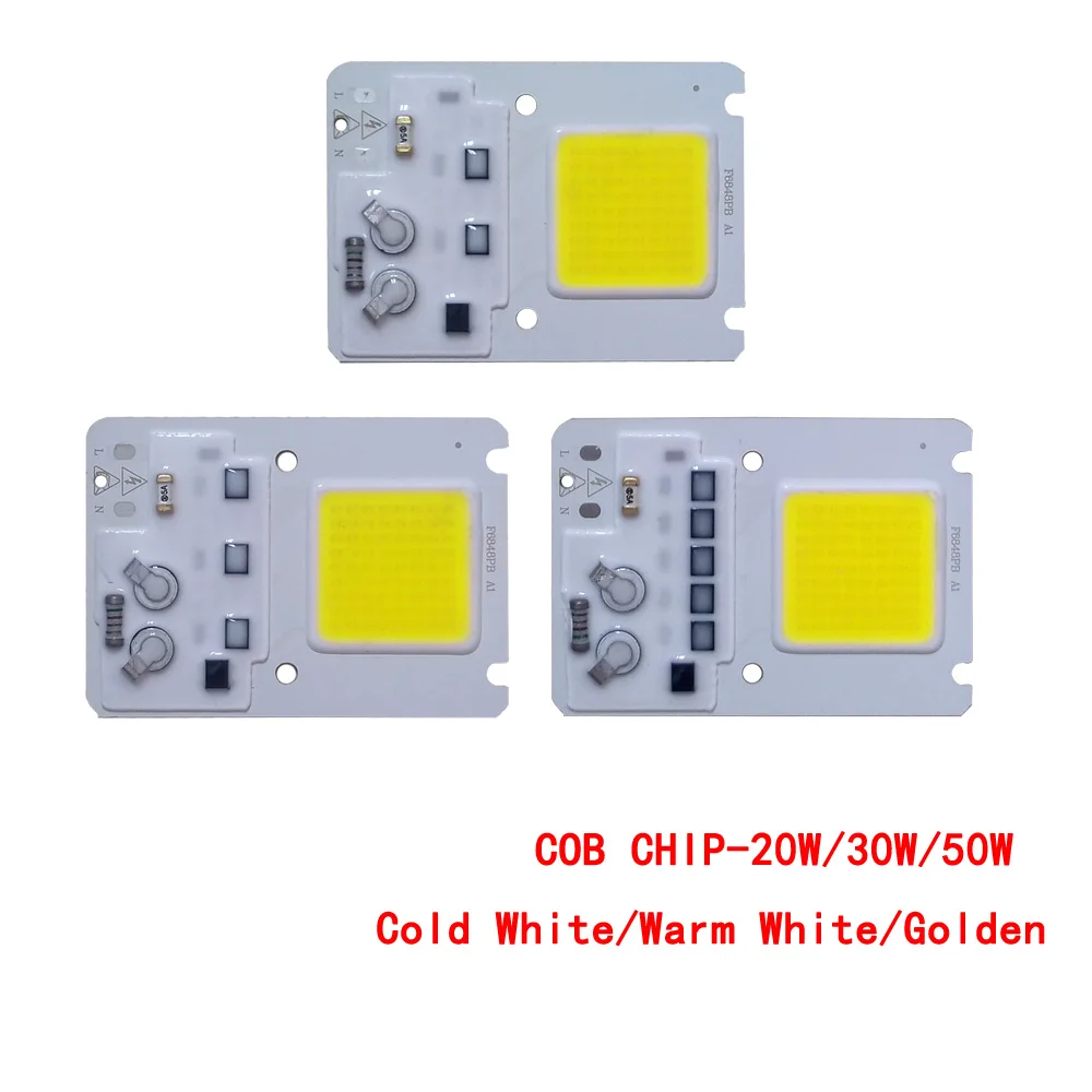 

10pcs/lot LED COB CHIP 20W 30W 50W Cold White/Warm White/Golden AC220V Input with Smart IC CHIP For DIY Floodlight Outdoor lamp