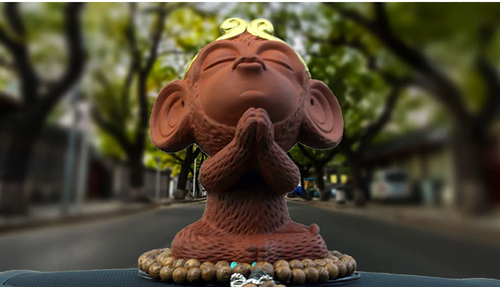 Автомобильные украшения Милая керамика Маленькая обезьяна король ремесла креативное солнце Укун Авто Декор с Буддой бусины