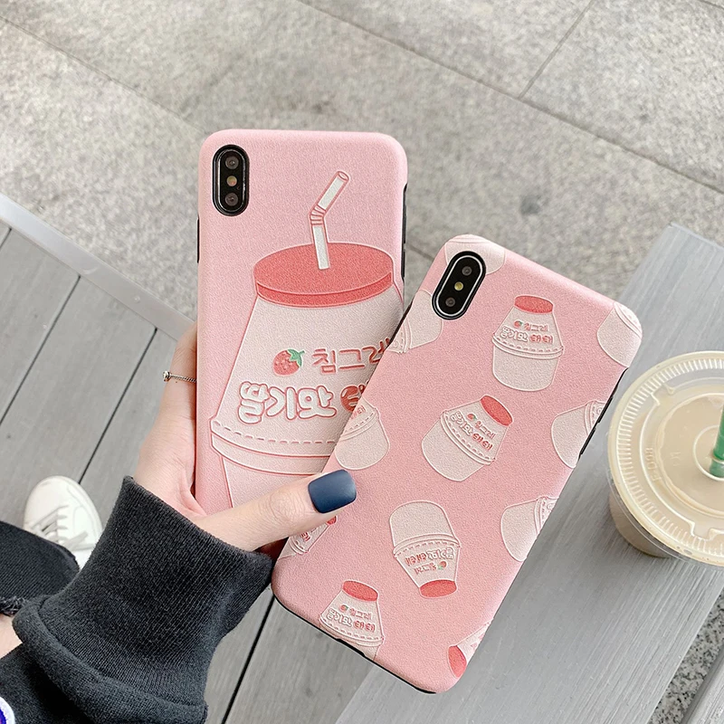 

Mayitr Phone Back Capa Coque For iphone 8 7 6 6s plus Strawberry Drinks Soft Phone Case Cover For iPhone XS Max XR X 6 7 8 Plus
