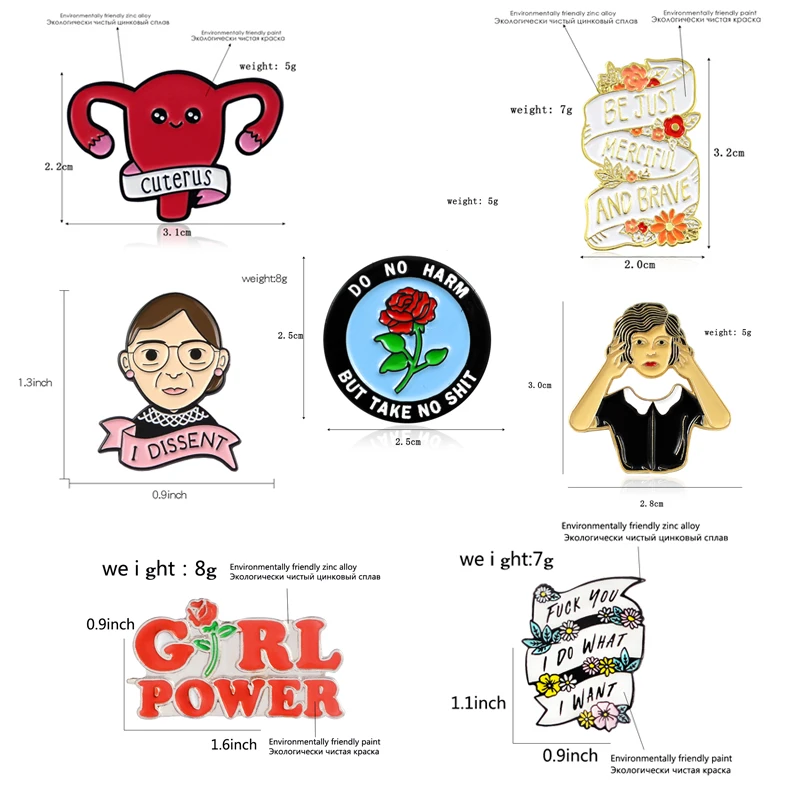 Феминизм брошь Uterus делать то, что вы хотите сделать Роза девушка сила я DISSENT женский вдохновляющий эмалированный значок-булавка феминистские подарки