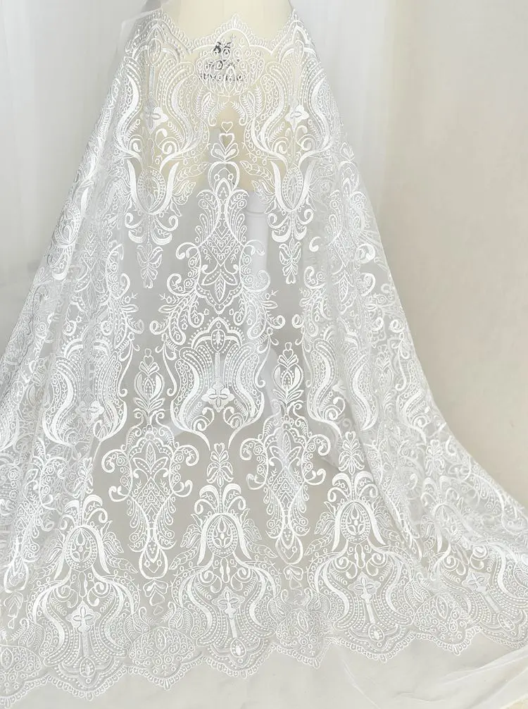 

LASUI 3 meters=1lot High-grade noble embroidery soft mesh lace fabric wedding dress veil handmade diy material accessories X0462