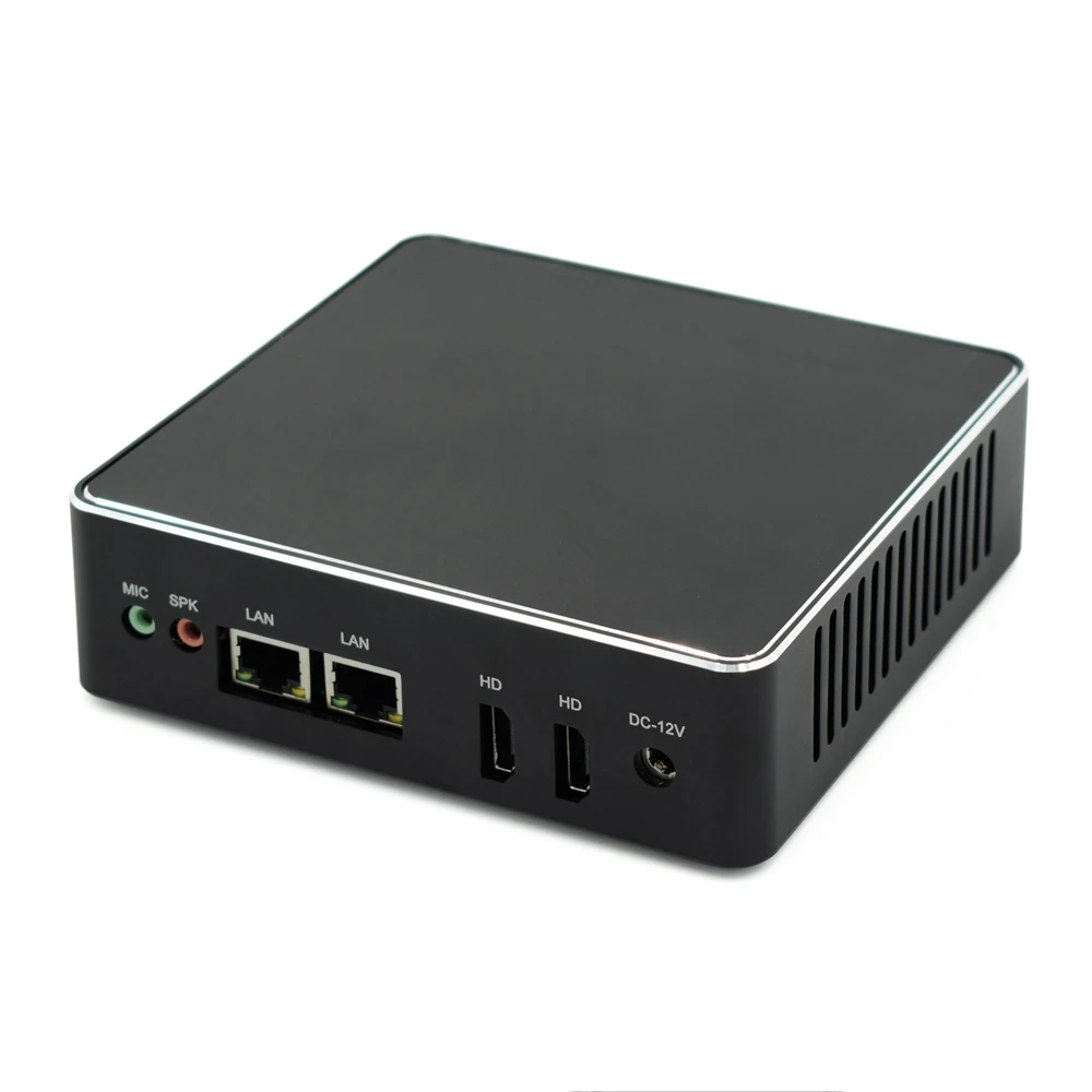 HYSTOU Intel четырехъядерный Celeron J3160 безвентиляторный мини ПК 2LAN 1RS232 Pfsense серверный