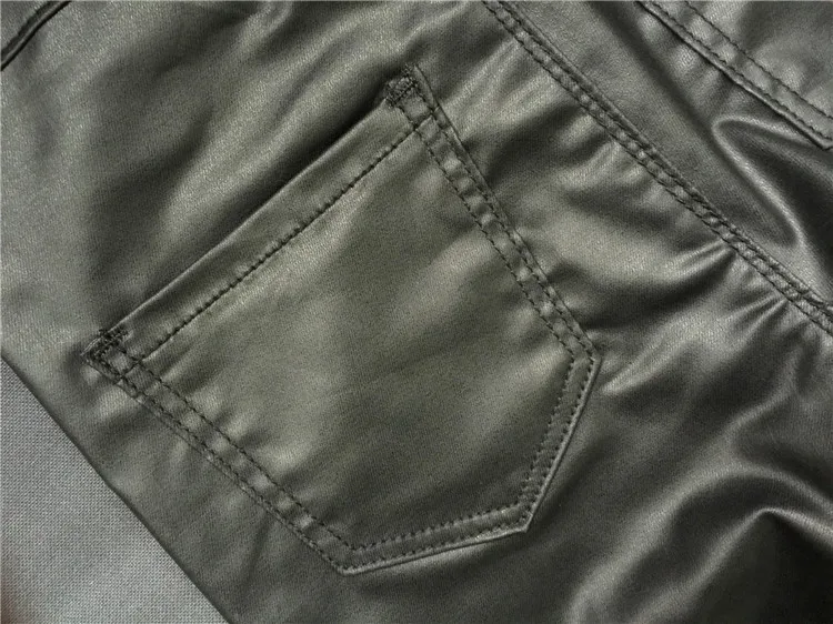 The popular high waist buckles does not have the pocket autumn winter jogger style imitation leather small feet pants big code (17)