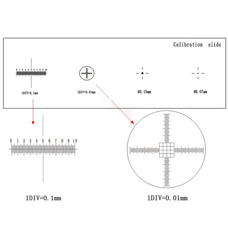 926 0.01mm Microscope Slides Reticle Calibrating Slide Ruler Cross Microscope Calibration Ruler Stage Micrometer 2