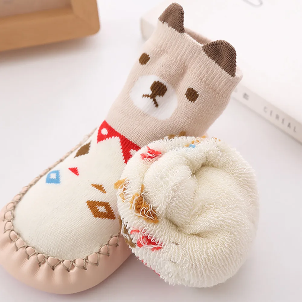 Носки для маленьких мальчиков и девочек хлопковые детские носки-тапочки нескользящие носки для малышей Зимние теплые носки для малышей гетры, Skarpetki