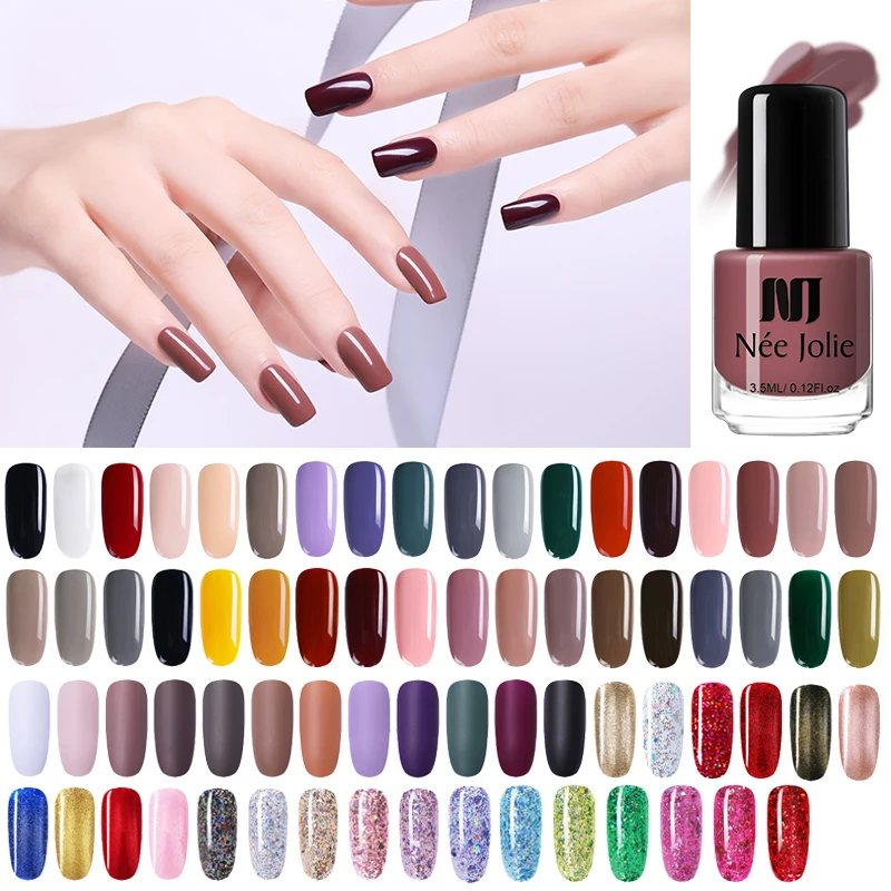 

NEE JOLIE 3.5ml Nail Polish 66 Colors Fast Dry Nail Art Polish Coffee Gray Series Peeling Off Glitter DIY Nails Lacquer