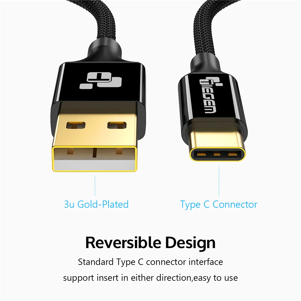 TIEGEM usb type-C кабель USB 3,1 type-C для быстрой зарядки USB-C кабели для синхронизации данных для samsung Galaxy S8 для Xiaomi 5 OnePlus 2