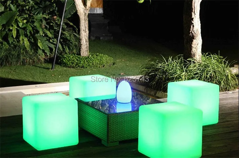 1 piece unbreakable waterproof 35CM GLOWING SEATING CUBES rechargeable luminous cube led bar chair barstools with remote control