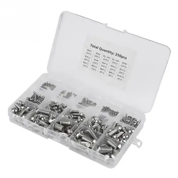 

250Pcs/Set M2-M10 Machine Screws Set Screws for Laptop/Keyboard/Phone/PC Fastener Repair Tool Kit Stainless Steel