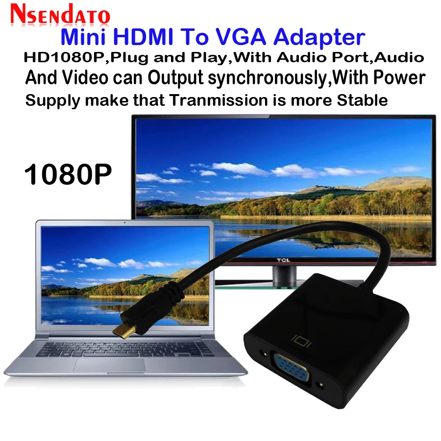 Мини HDMI к VGA Кабель папа Женский адаптер с аудио микро USB кабели конвертер для XBOX 360