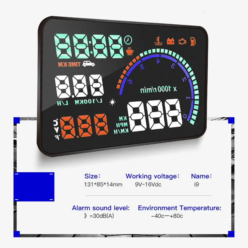 Цветной I9 5,5 дюймовый Hud Автомобильный дисплей, светодиодный проектор на лобовое стекло, Obd2 сканер Предупреждение о расходе топлива