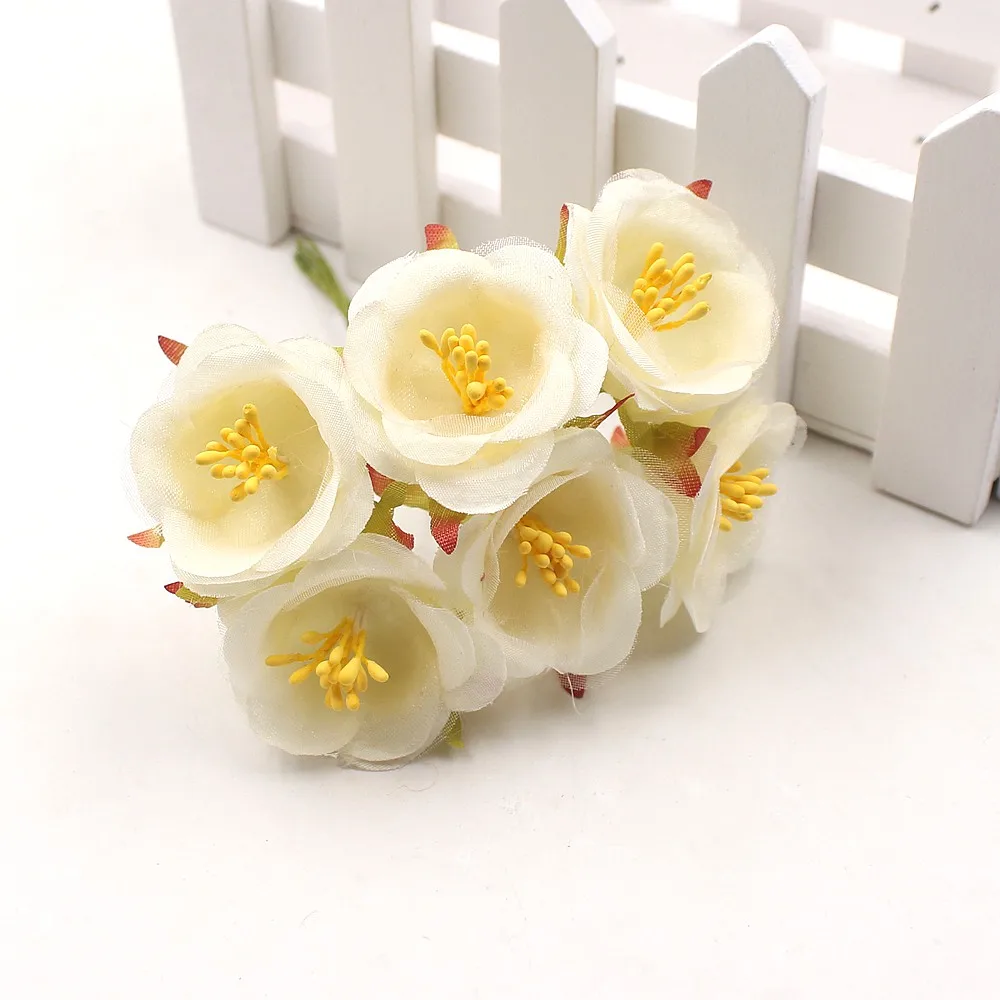 6pcs Cherry Stamen Artificial Flowers Bunch For Wedding Garden Decoration Apparel Sewing Needlework DIY Craft Supplies Bouquet 6pcs Cherry Stamen Artificial Flowers Bunch For Wedding Garden Decoration Apparel Sewing Needlework DIY Craft Supplies Bouquet