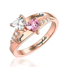 Sweey дропшиппинг Выгравированный двойной Гравировка Камень-талисман в форме сердца кольцо серебро золото розовое золото кольцо юбилей подарок для нее