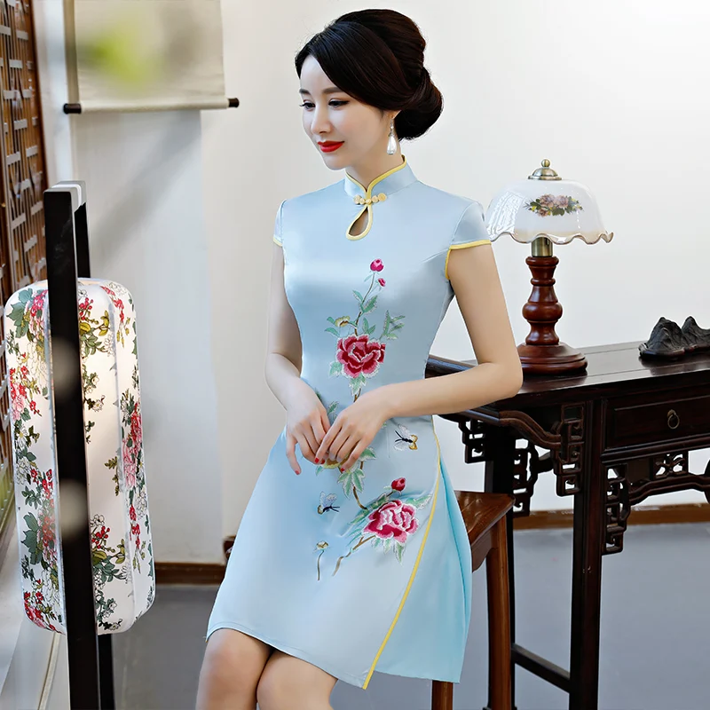 Fashion Chinese Womens Mini Cheongsam New Arrival Short Style Rayon ...