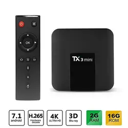 Tanix TX3 Мини Смарт ТВ Box Android 7,1 Amlogic S905W Quad core 64 бит, 2 Гб оперативной памяти, 16 Гб встроенной памяти, поддержка IPTV M3U Wi-Fi Декодер каналов