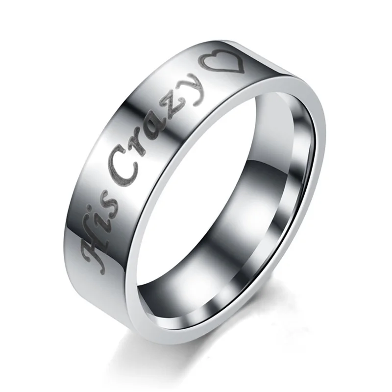 Кольцо из титановой стали с надписью His Crazy Her Weirdo|ring wedding|wedding bandtitanium steel |