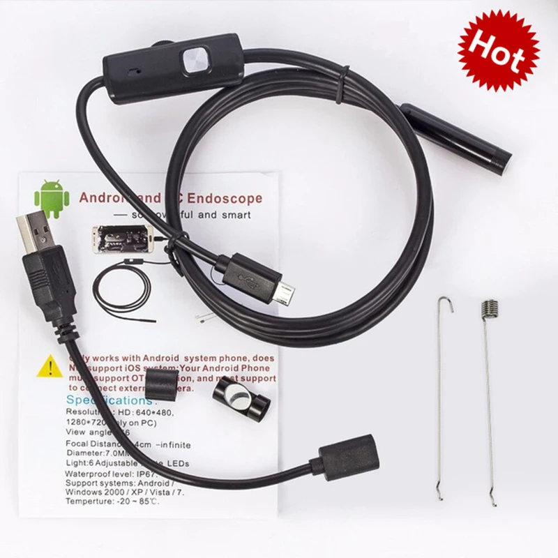 Эндоскоп водонепроницаемый с USB кабелем и камерой 5 мм|endoscope for android|endoscope androidendoscope