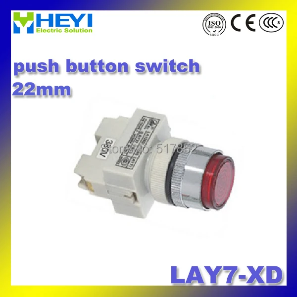 

Push button switch LAY7-XD Y090 switch Knob With Lamp 22mm pressure switch Indicator LED 220Vac 10A