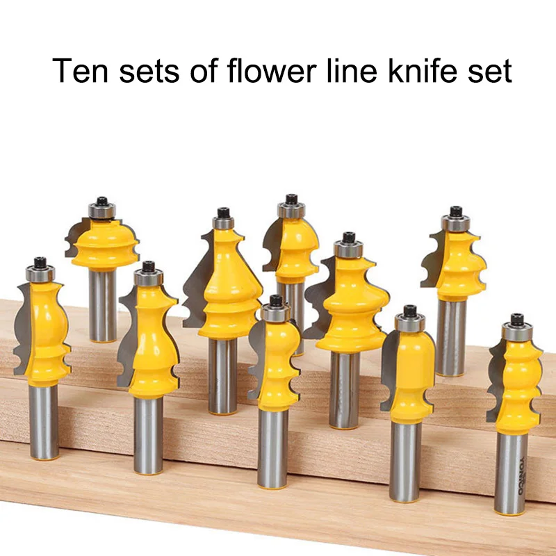 

New 10 Pcs Grinding Bits Alloy Architectural Molding Router Bit Set 1/2 Inch Shank for Woodworking WWO66