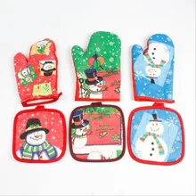 Новинка 1 шт. рождественские Снеговик Дизайн Прихватки теплые хлопковые термостойкие кухонные аксессуары Перчатки Для Приготовления Пищи Кухонные перчатки