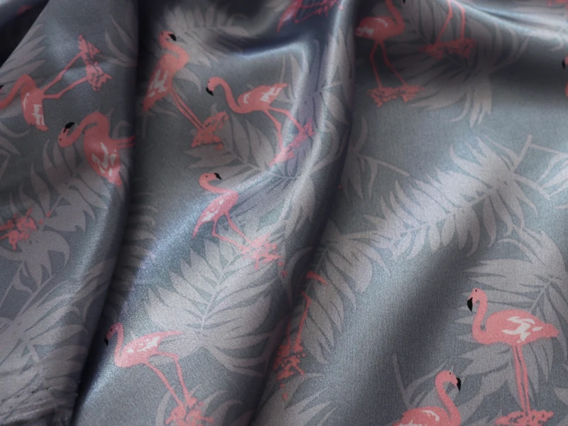 Мягкий полиэстер Шармез ткань розовый Фламинго атласный материал подкладка