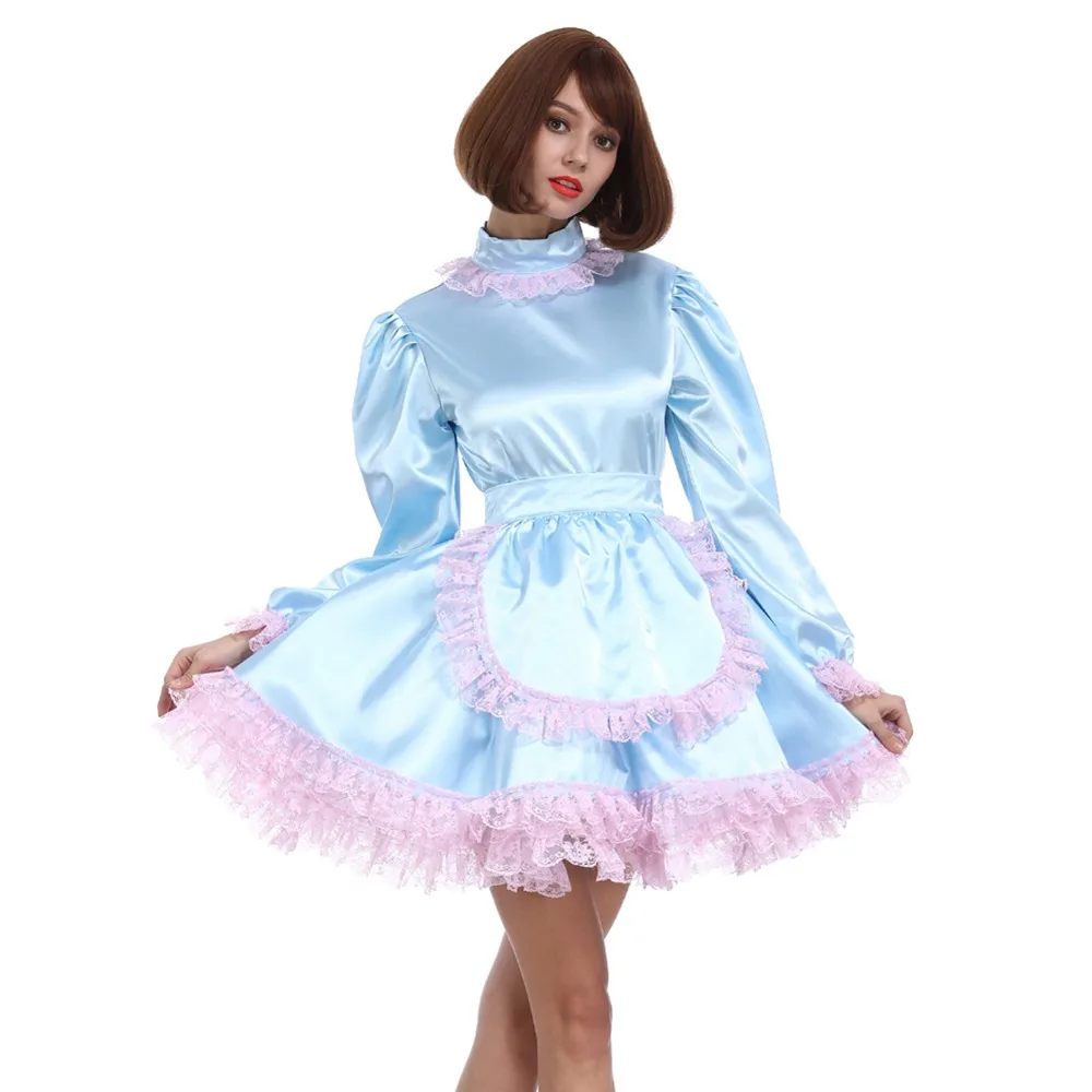 Платье для косплея голубое с замком|cosplay costume|lockable dresscosplay maid costume |
