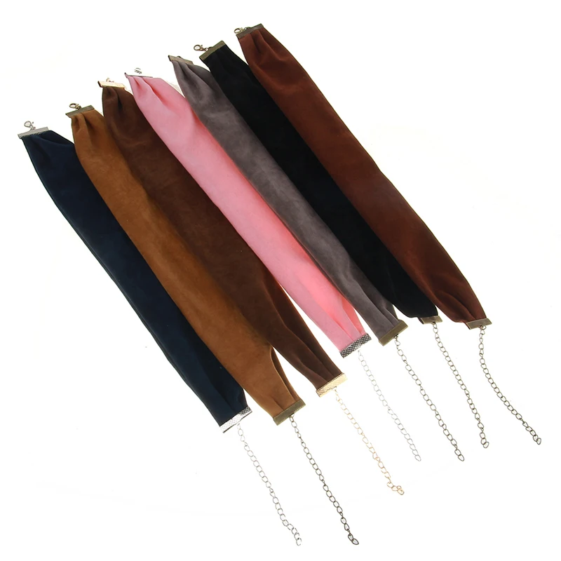 7 Colors Fashion Punk  Wide Plain Velvet Collar Choker Necklace Women Multicolor Gothic Basic Black Rope Necklaces Jewelry 5cm