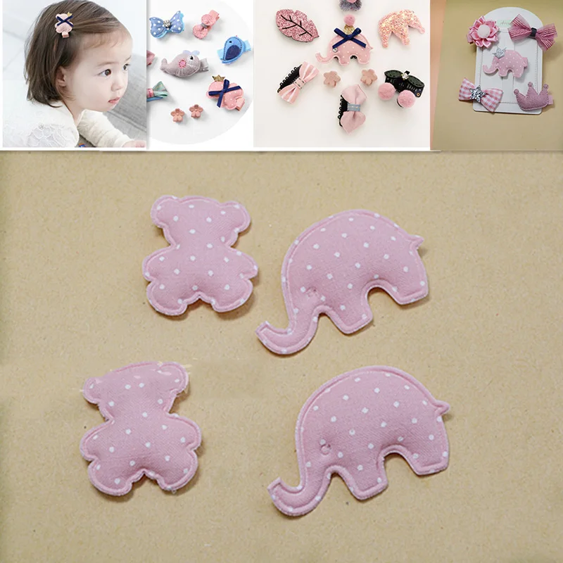 

20pcs/lot point Elephants and bears with point Appliques Padded Patches for Clothes Stickers DIY Hair Clips