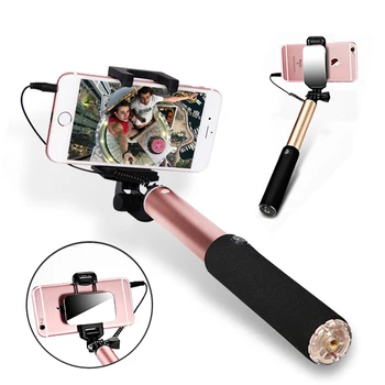 

Mirror Monopod Selfie Stick Foldable Wired Extendable For iPhone X 8 7 6 6S Plus For Xiaomi For Samsung For Huawei For Android