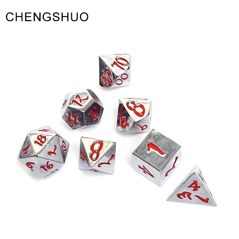 

Chengshuo rpg metal dice dnd Polyhedral sleeve dragon and dungeon table games dice dados rpg digital zinc alloy 7pac d20 8 10 12