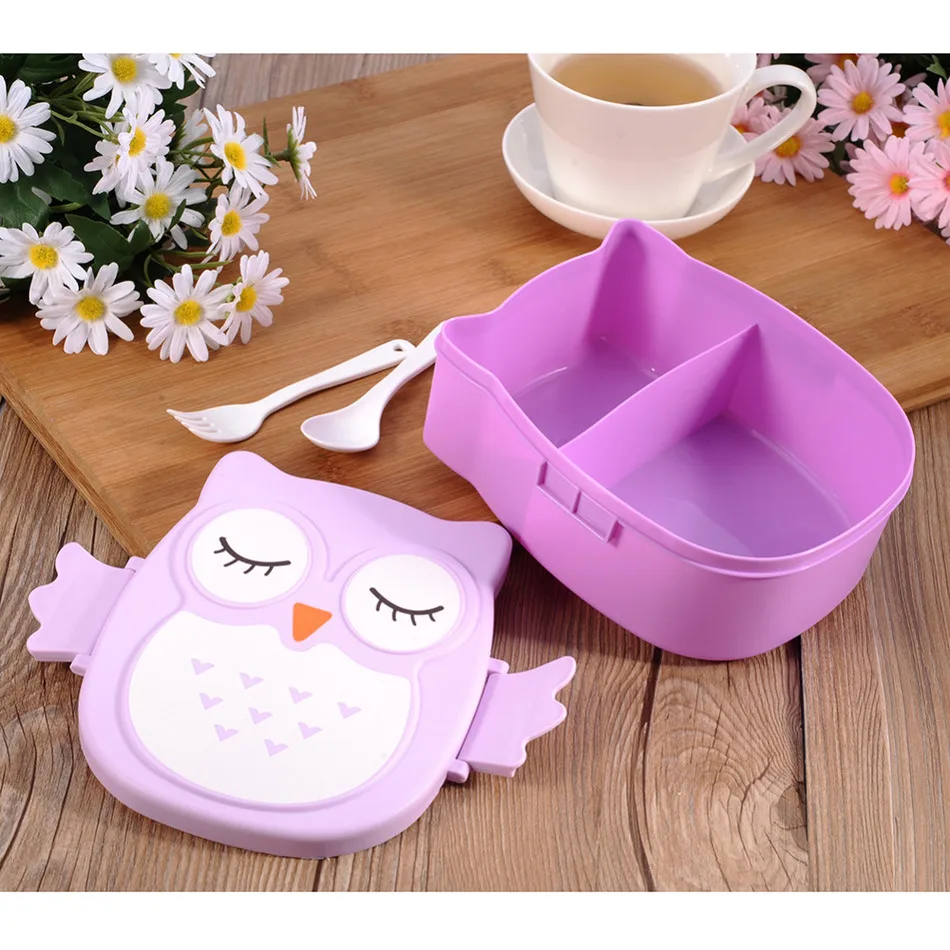 1pc Cartoon Owl Lunch Boxs Food Fruit Storage Container Portable Bento Box Safe Food Picnic Container Hot Lunchbox Children Gift(China (Mainland))
