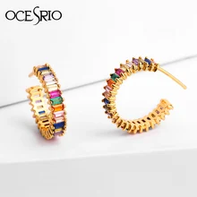 OCESRIO новые серьги «Радуга» для девочек Изящные Модные Багет CZ серьги гвоздики Красочные Модные ювелирные изделия ers-q06