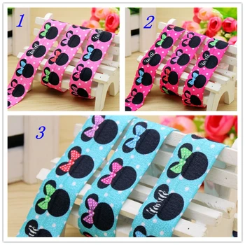 

1'' Free shipping Fold Elastic FOE minnie printed headband headwear hairband diy decoration wholesale OEM 25mm P5893