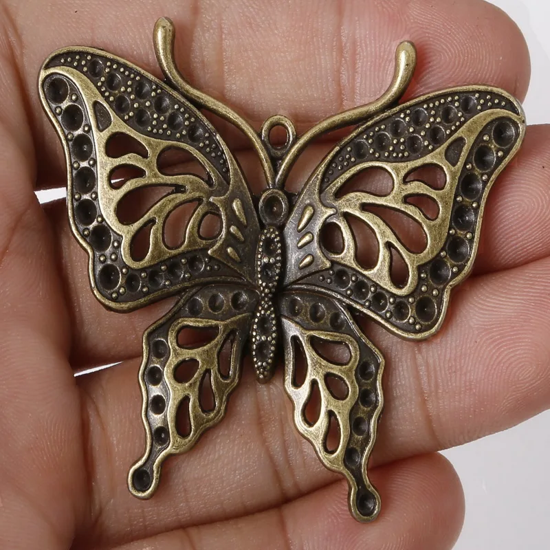 

Fashion Sale 47*60mm 1pcs/lot Zinc Alloy Charms Antique Bronze Plated Butterfly Charms Pendants Metal Jewelry Findings Fit DIY