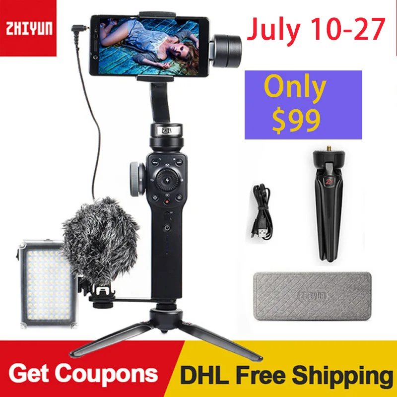 

Zhiyun Smooth 4 Handheld 3-Axis smartphone gimble with smile snapshot for iphone XR X samsung S8 xiaomi PK dji osmo stabilizer