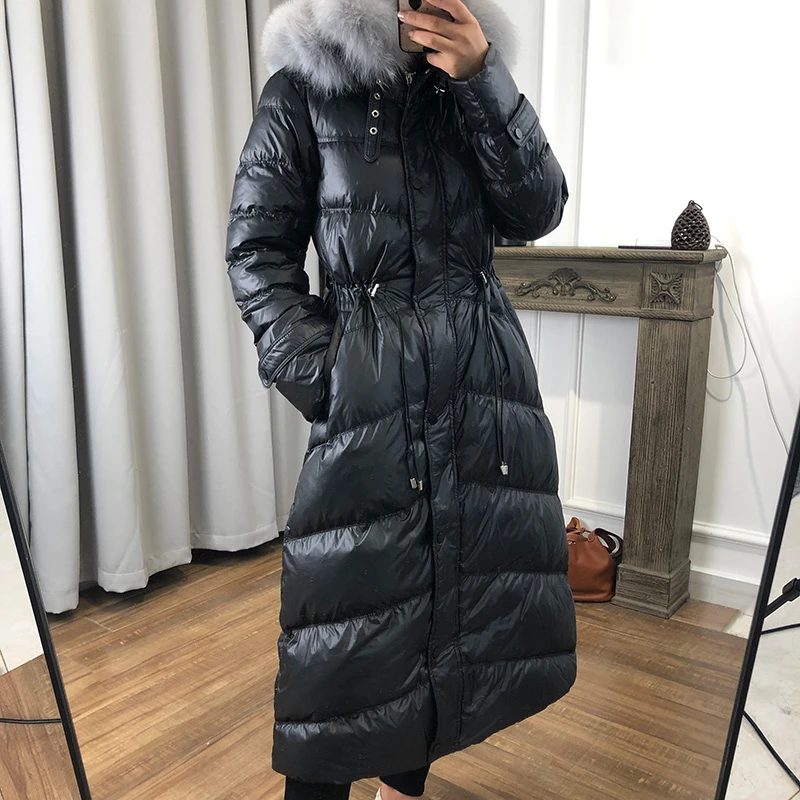 New Double Real Fur Collar Coat Natural Fox 2020 Winter Jacket Women long Down slim thick Warm White Duck Parkas YRF13 | Женская одежда