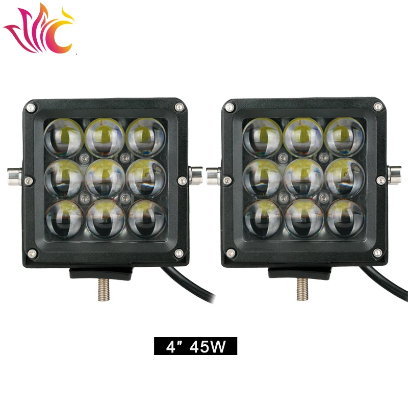 

4D 4'' Inch 45W Led Work Light Fish Eye Spot Beam Handlamps Square for Boat Truck SUV UTV ATV Off-road Driving Lamp 12v 24v