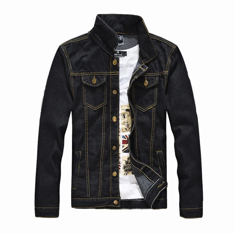 

MORUANCLE Men's Casual Jean Jackets Slim Fit Denim Trucker Jacket Outerwear For Man Plus Size M-5XL Black Blue Turn Down Collar