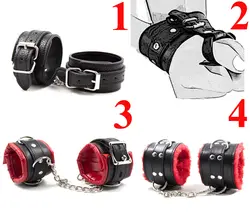 БДСМ-бондаж, наручники, Кожаные Мягкие наручники для секса, взрослые игры, секс-игрушки для пары