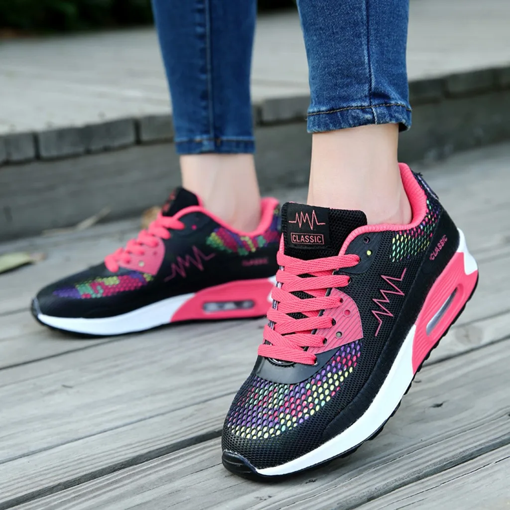 

Women's Fashion Casual Lace Up Breathable Sport Running Platform Sneakers Mesh Trainers Soft Walking Footwear Zapatos Mujer
